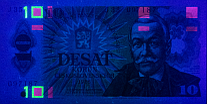 Banknot 10 koron 1986 w ultrafiloecie