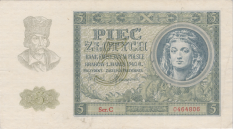 Banknot 5 zotych 1940