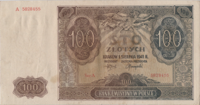 Banknot 100 zotych 1941