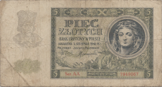Banknot 5 zotych 1941