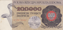 Banknot 200000 zotych 1989