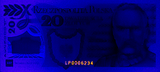 Banknot 20 zotych 2014 w podczerwieni