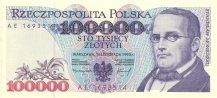 Banknot 100000 zotych 1993