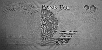 Banknot 20 zotych 1994 w ultrafiolecie
