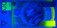 Banknot 200 zotych 1994 w ultrafiolecie