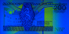 Banknot 200 zotych 1994 w ultrafiolecie