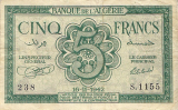 Banknot 5 frankw 1942
