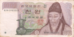 Banknot 1000 wonów 1983