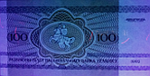 Banknot 100 rubli z 1992 roku w ultrafiloecie 