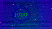 Banknot 1000 rubli z 1998 roku w ultrafiolecie