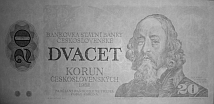 Banknot 20 koron 1988 w podczerwieni