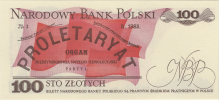 Banknot 100 zotych 1986