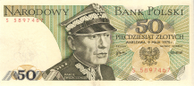 Banknot 50 zotych 1975