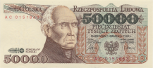 Banknot 50000 zotych 1989