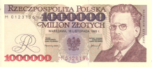 Banknot 1000000 złotych 1993