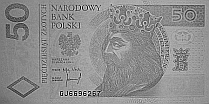 Banknot 50 zotych 1994 w ultrafiolecie