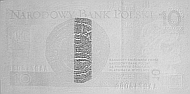 Banknot 10 zotych z 2012 roku w podczerwieni