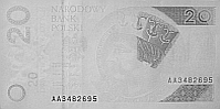Banknot 20 zotych 2012 w podczerwieni