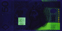Banknot 50 zotych 2012 w ultrafiolecie