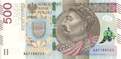 Banknot 500 złotych 2016